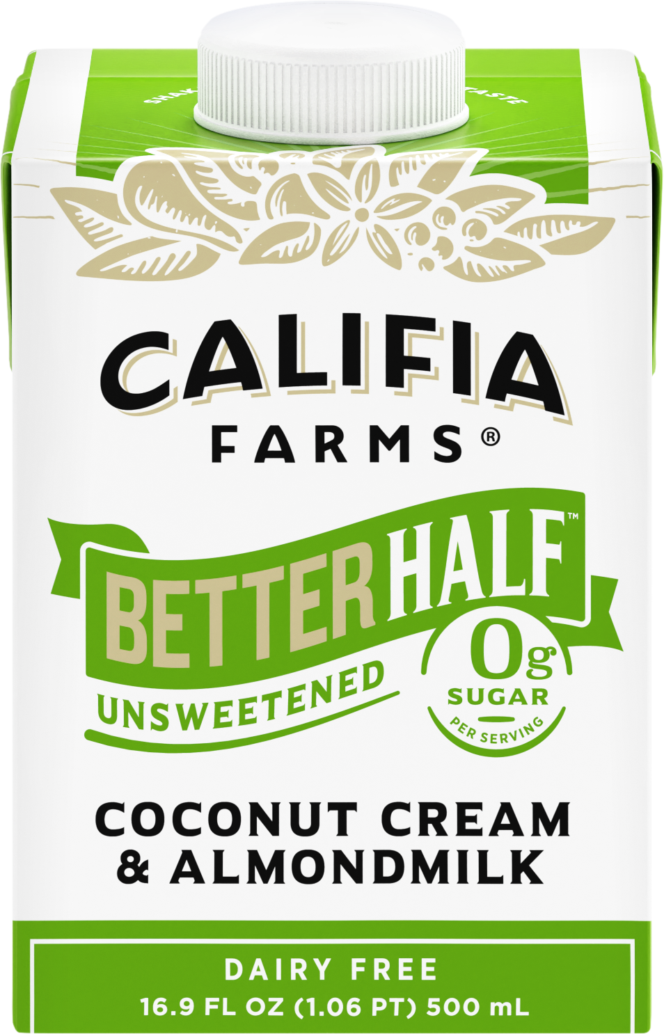 slide 1 of 5, Califia Farms Unsweetened Better Half Almond Milk Half and Half, 16.9 fl oz