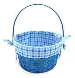HH 8.5 in Lined Bamboo Basket Blue