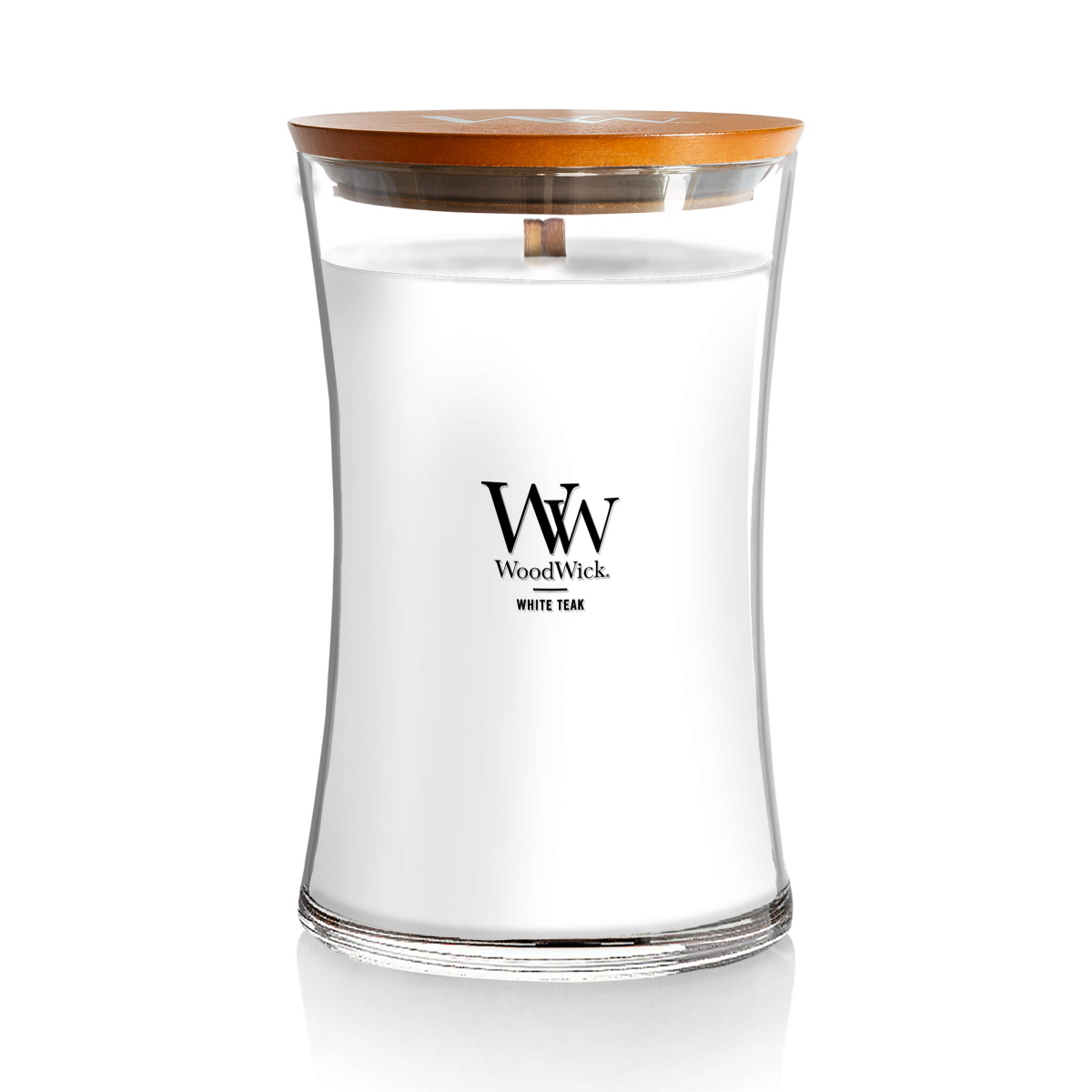 slide 1 of 9, Woodwick Large Jar Candle White Teak, 21.5 oz