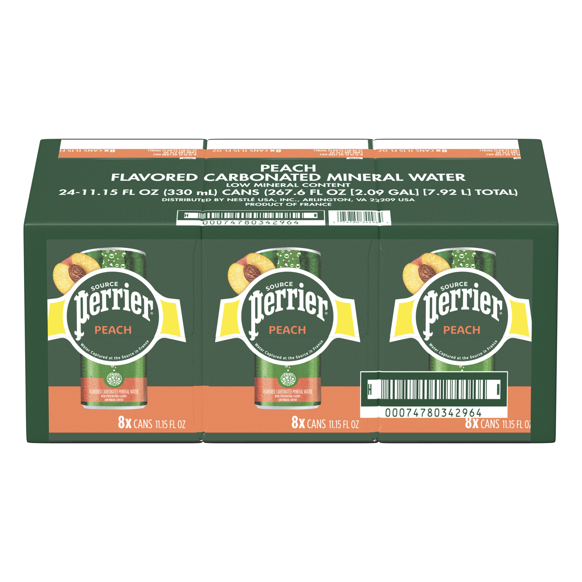 slide 1 of 2, Perrier Peach Flavored Sparkling Water, Cans - 267.60 oz, 267.60 oz