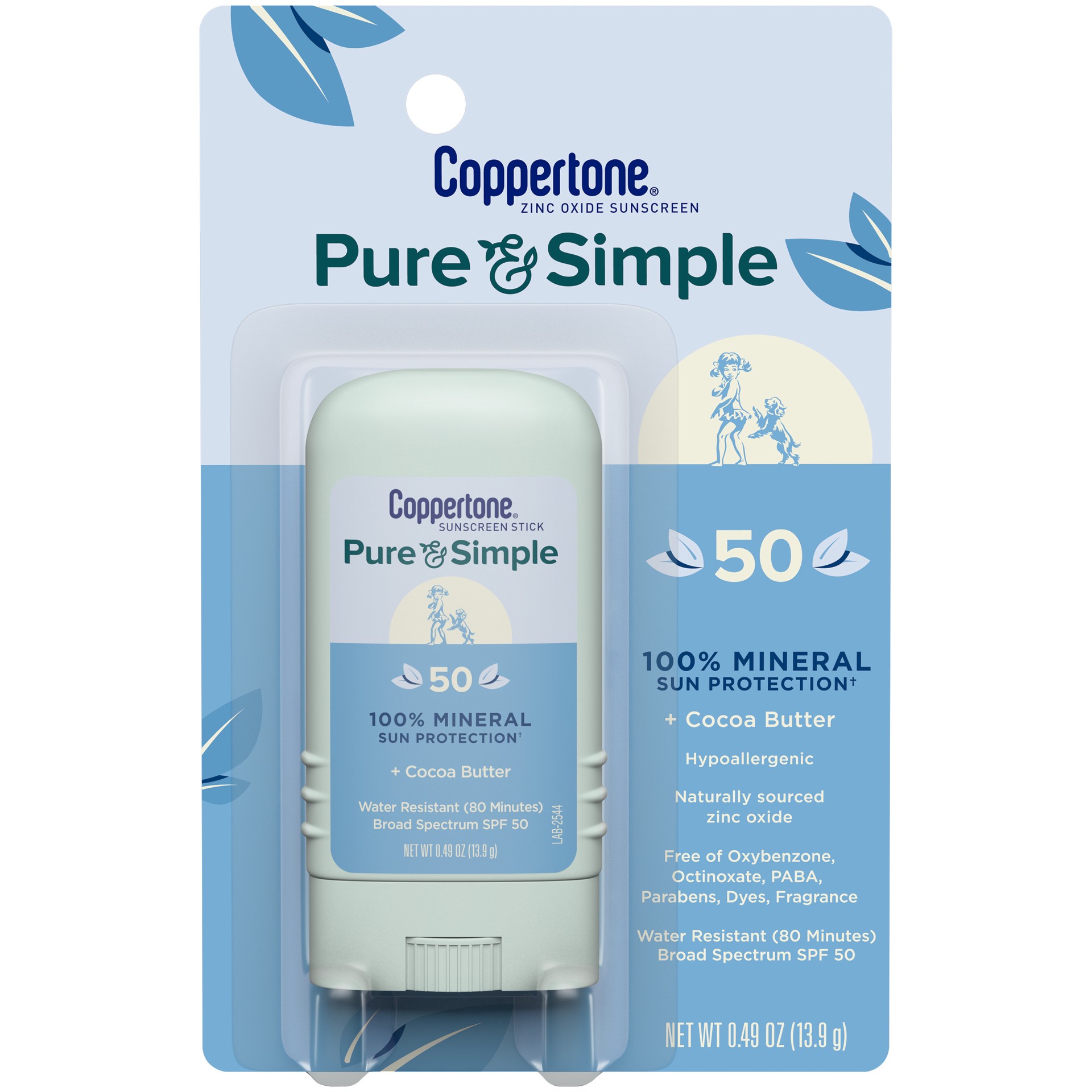 slide 1 of 6, Coppertone Pure & Simple SPF 50 Stick, 0.49 oz., 0.49 oz