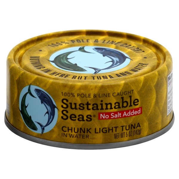 slide 1 of 1, Sustainable Seas Chunk Light Tuna In Water No Salt Added, 5 oz