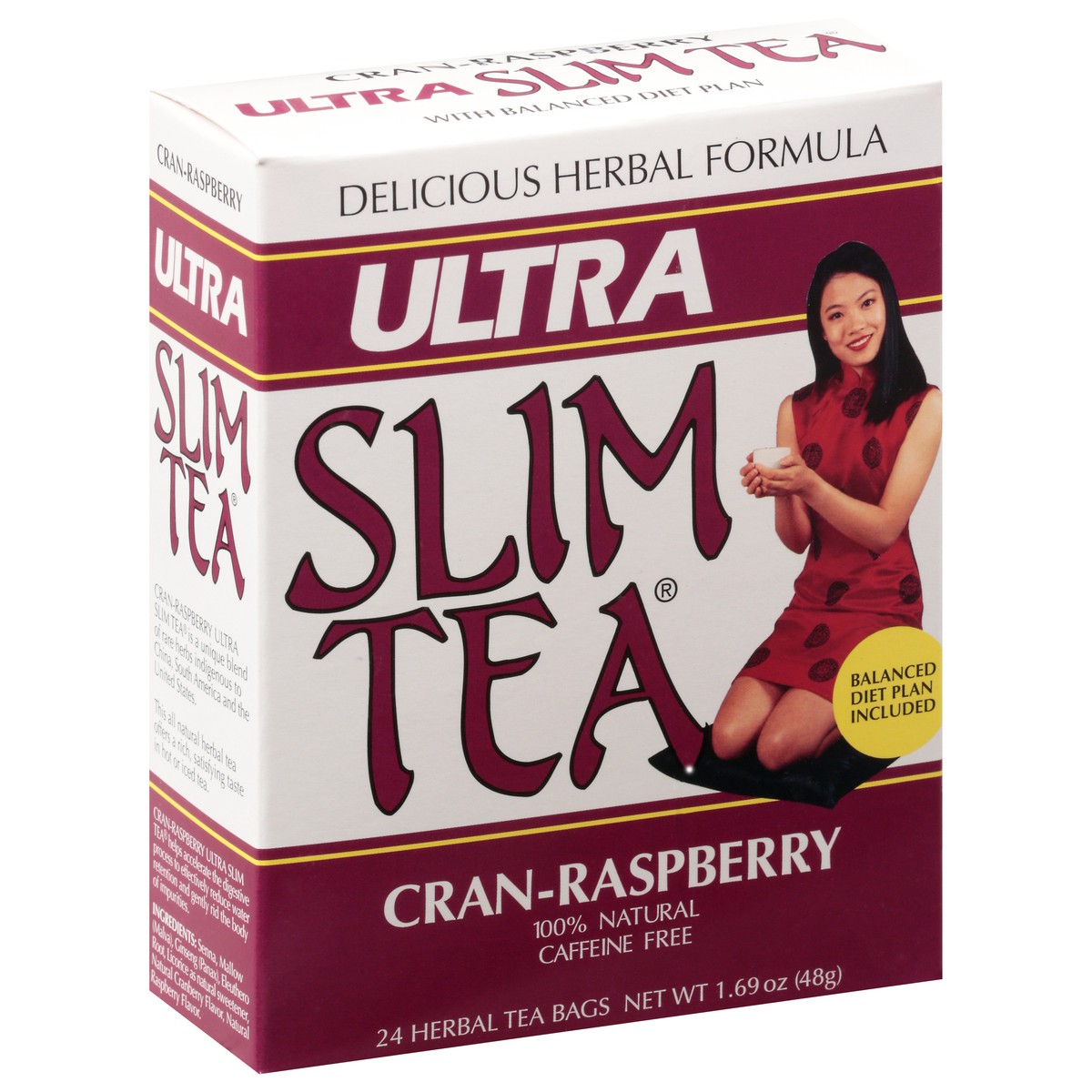 slide 6 of 10, Ultra Slim Tea Tea Bags Caffeine Free Cran-Rasberry Herbal Tea - 24 ct, 24 ct
