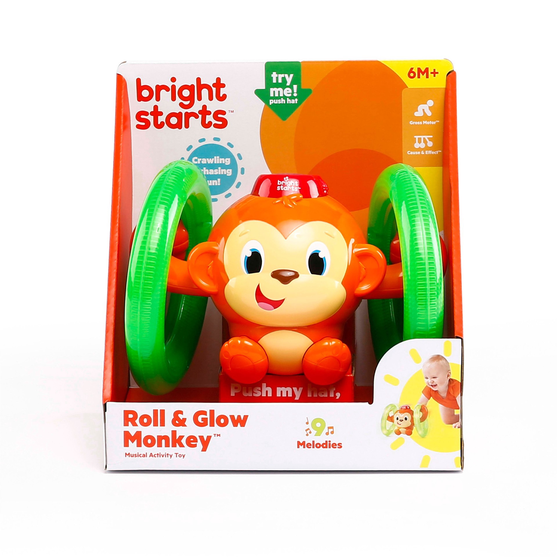 slide 12 of 14, Bright Starts Roll & Glow Monkey Toy, 1 ct
