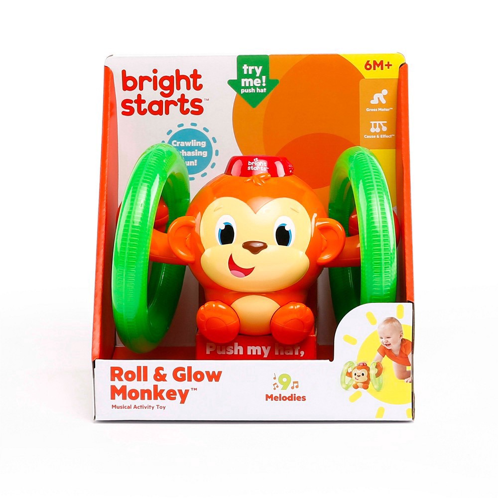 slide 2 of 14, Bright Starts Roll & Glow Monkey Toy, 1 ct