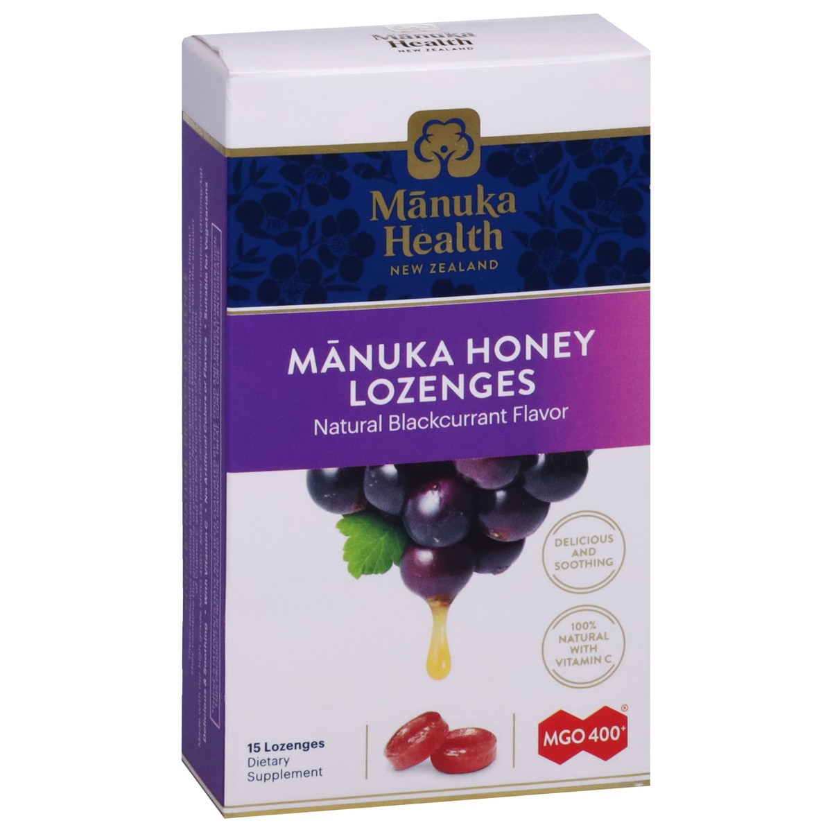 slide 12 of 14, Manuka Health Natural Blackcurrant Flavor Manuka Honey Lozenges 15 ea, 1 ct