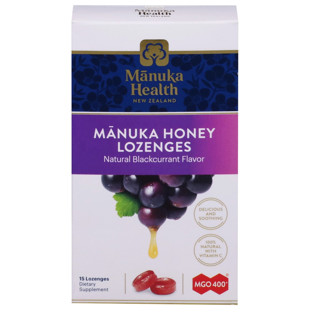 slide 8 of 14, Manuka Health Natural Blackcurrant Flavor Manuka Honey Lozenges 15 ea, 1 ct