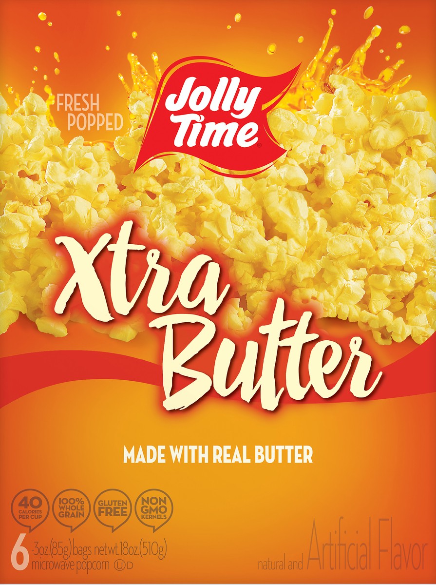 slide 10 of 11, Jolly Time Microwave Xtra Butter Popcorn 6 ea, 18 oz