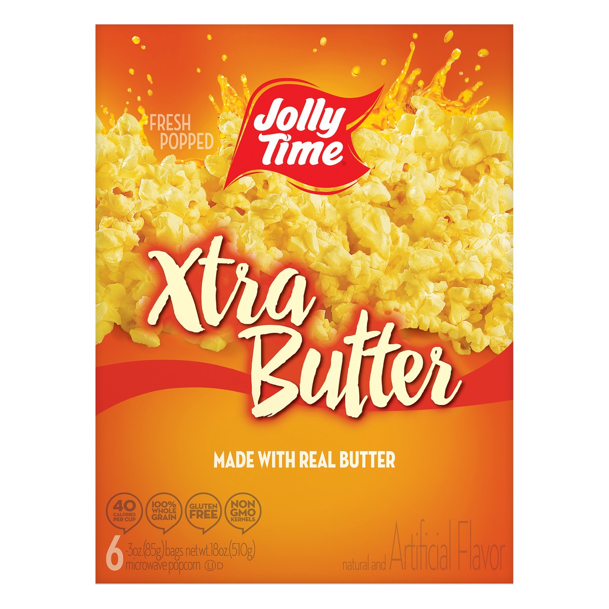 slide 3 of 11, Jolly Time Microwave Xtra Butter Popcorn 6 ea, 18 oz