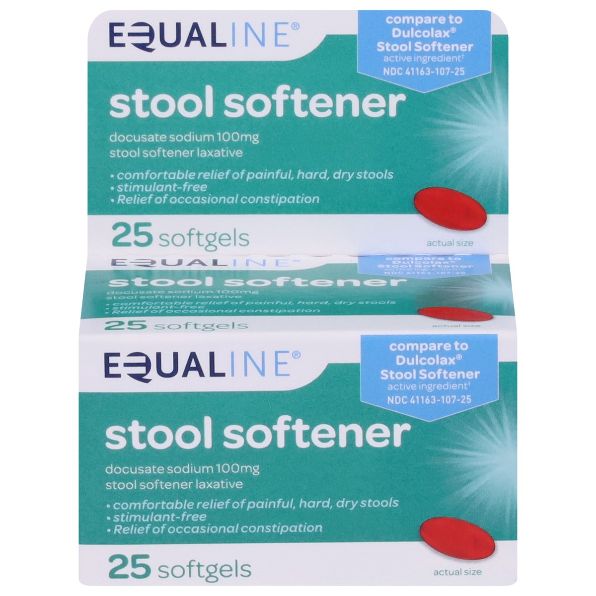 slide 1 of 9, Equaline Stool Softener, 100 mg, Softgels, 25 Each, 100 milligrams