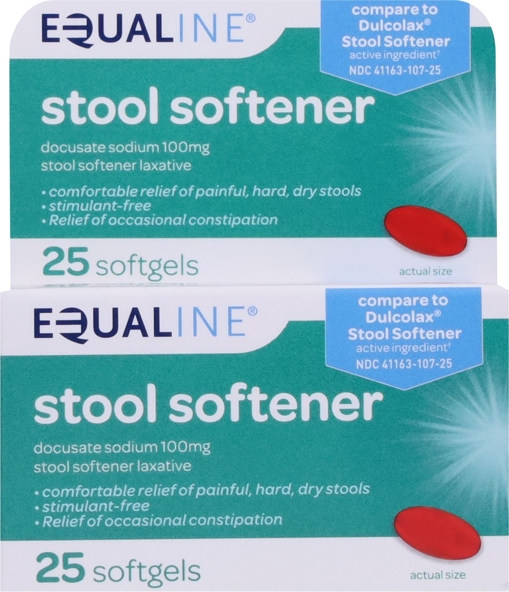 slide 8 of 9, Equaline Stool Softener, 100 mg, Softgels, 25 Each, 100 milligrams