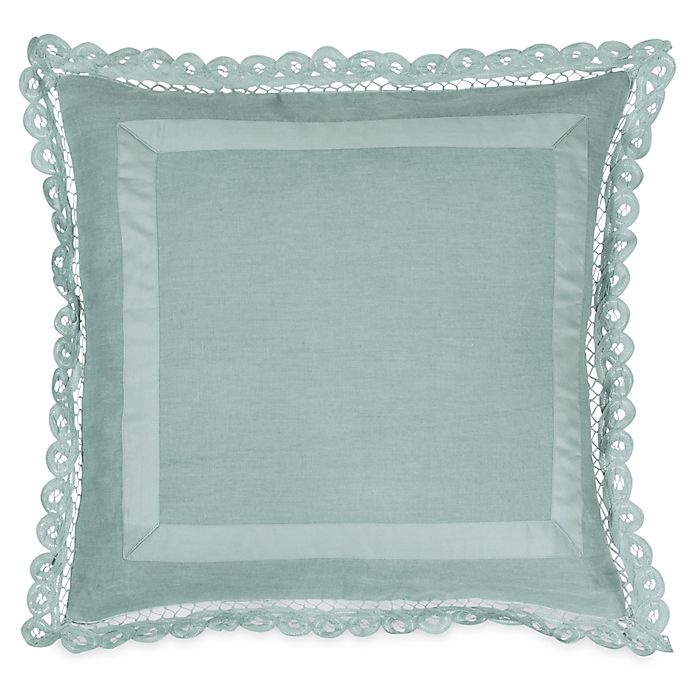 slide 1 of 1, Wamsutta Vintage Linen Lace Trim Square Throw Pillow - Aegean, 1 ct