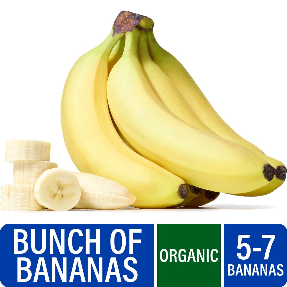 slide 1 of 6, Fresh Bunch of Organic Bananas – 5-7 Bananas, per lb