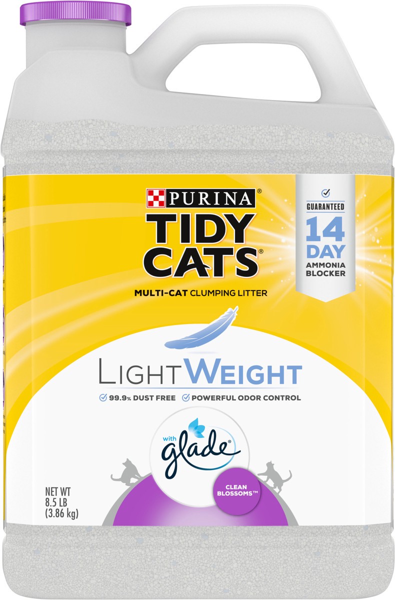 slide 4 of 12, Tidy Cats Purina Tidy Cats LightWeight, Low Dust, Clumping Cat Litter Odor Control, LightWeight Glade Clean Blossoms Multi Cat Litter - 8.5 lb. Jug, 8.5 lb