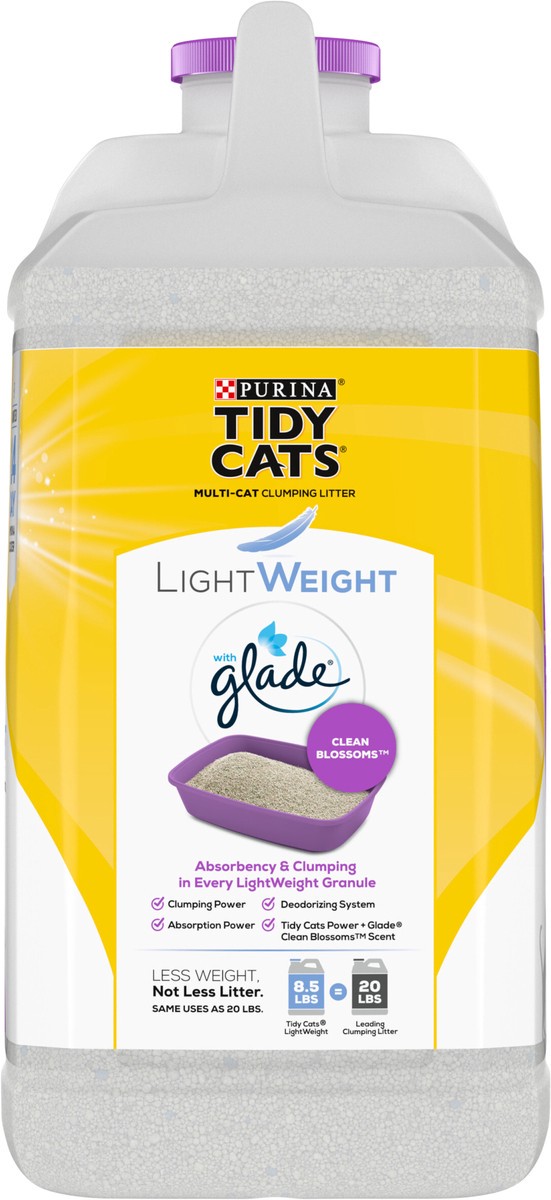 slide 7 of 12, Tidy Cats Purina Tidy Cats LightWeight, Low Dust, Clumping Cat Litter Odor Control, LightWeight Glade Clean Blossoms Multi Cat Litter - 8.5 lb. Jug, 8.5 lb
