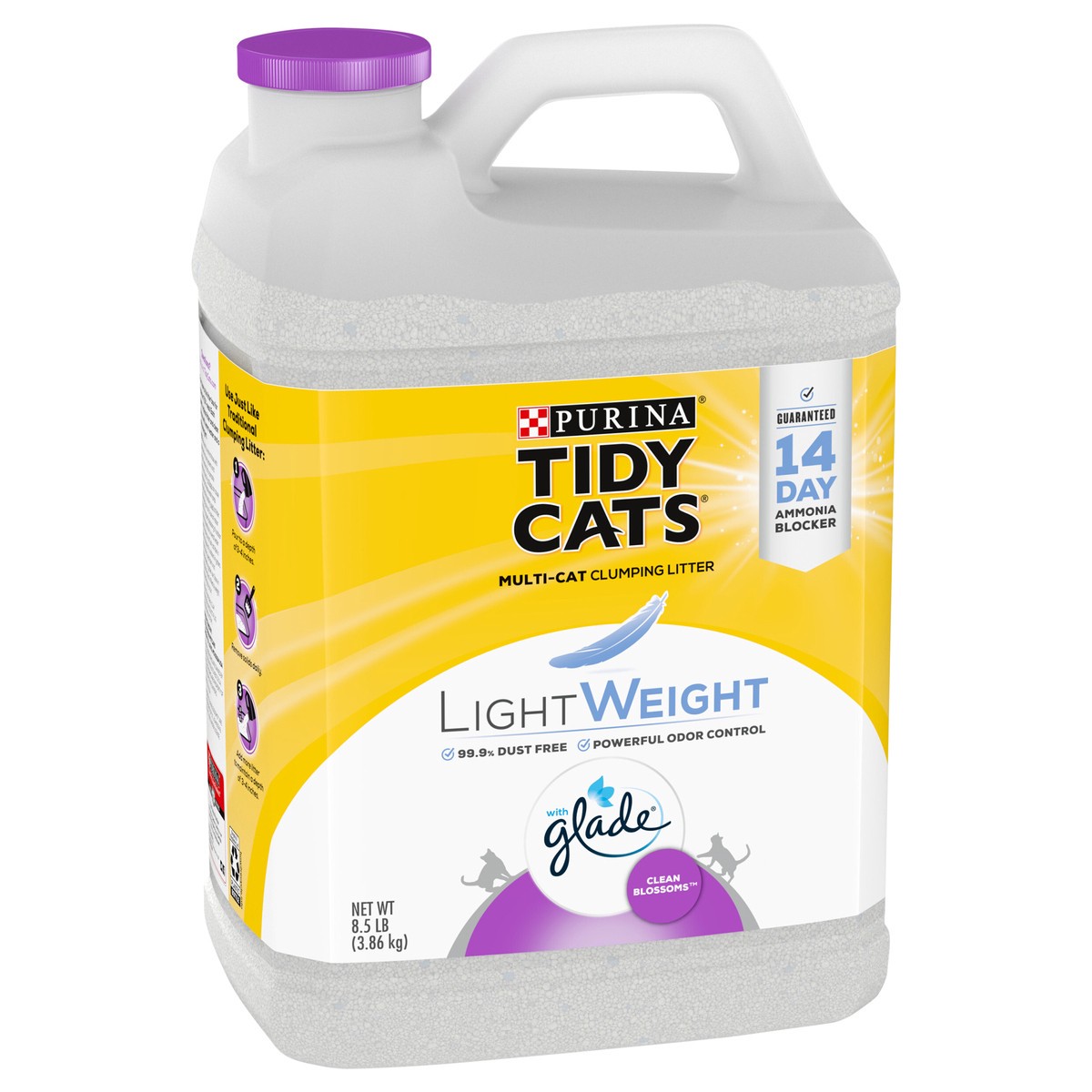 slide 8 of 12, Tidy Cats Purina Tidy Cats LightWeight, Low Dust, Clumping Cat Litter Odor Control, LightWeight Glade Clean Blossoms Multi Cat Litter - 8.5 lb. Jug, 8.5 lb