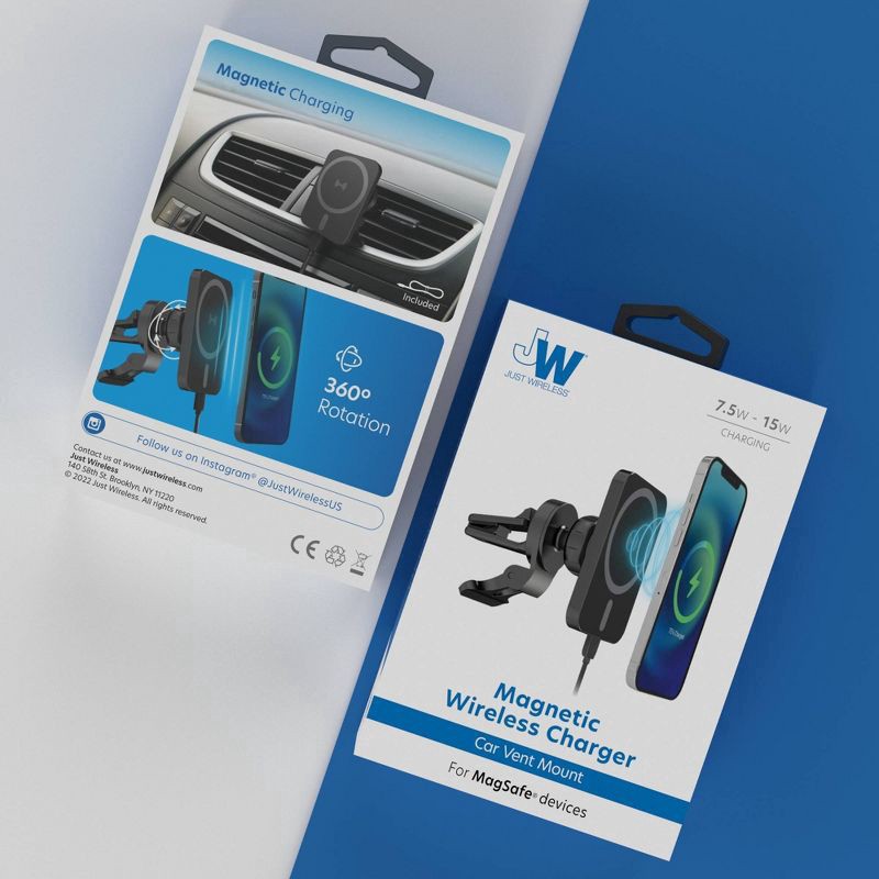 slide 3 of 6, Just Wireless Magnetic Charging for MagSafe Charger Car Mount - Black, 1 ct