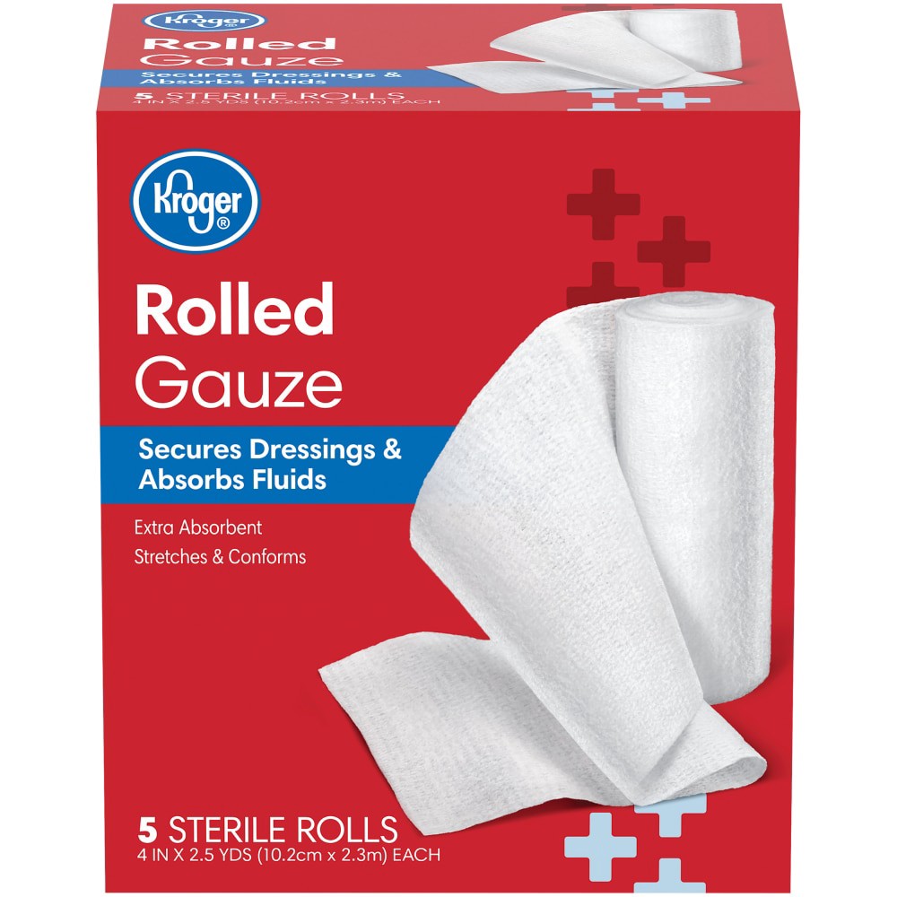 slide 1 of 6, Kroger 4" Rolled Gauze, 5 ct