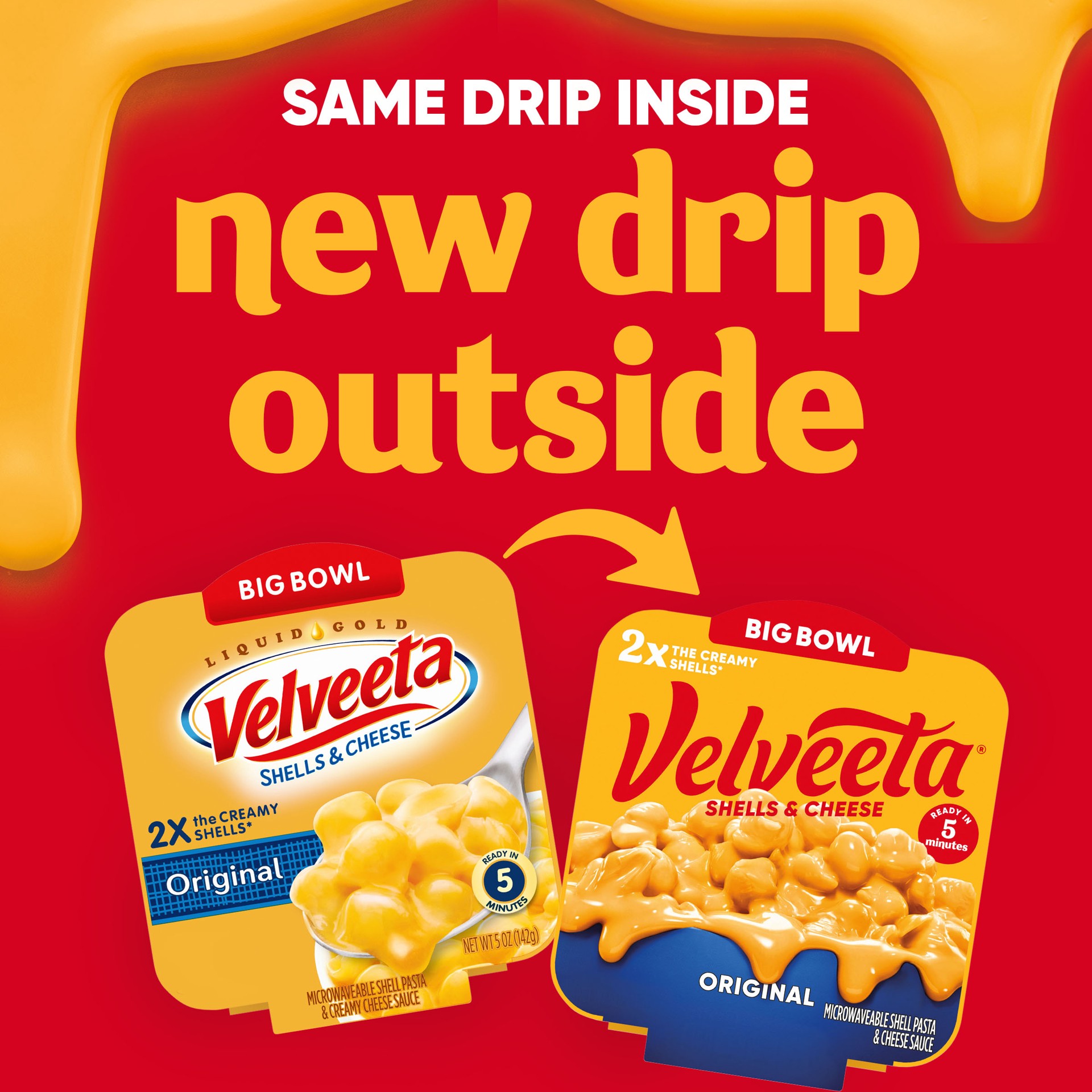 slide 4 of 5, Velveeta Shells & Cheese Original Shell Pasta with 2X the Creamy Shells Big Bowl Microwave Meal, 5 oz Tray, 5 oz