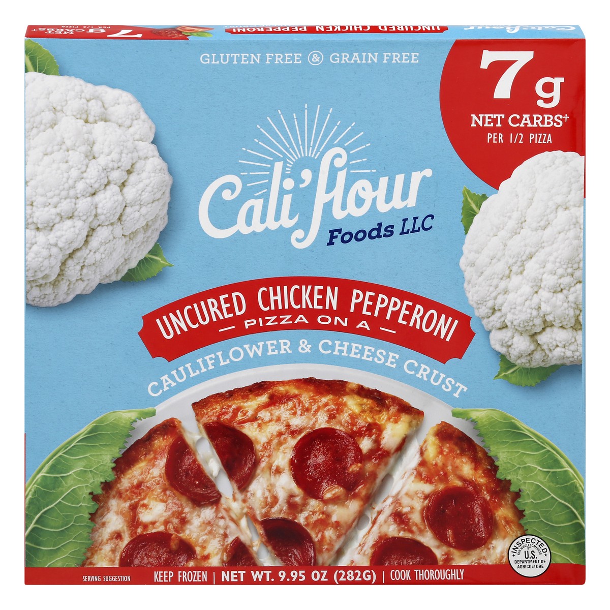 slide 1 of 9, Garden of Eatin' Cali'Flour Uncured Chicken Pepperoni Pizza, 9.95 oz