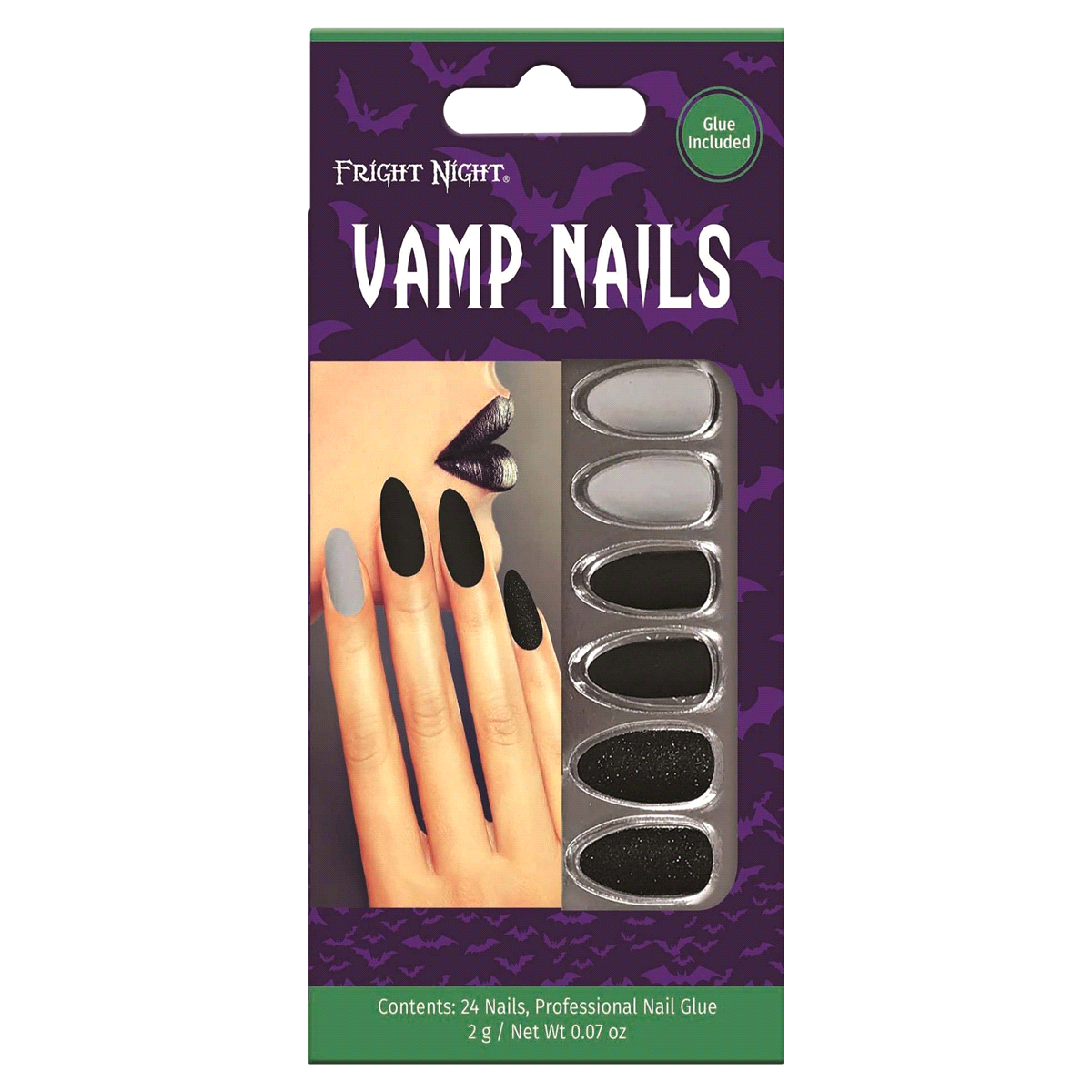 slide 1 of 1, Ardell Fright Night Black Widow Nails, 24 ct