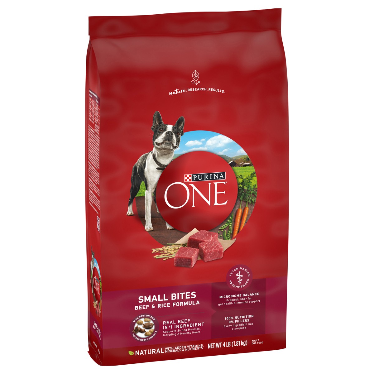 slide 11 of 14, ONE Purina ONE Small Bites Beef and Rice Formula Small High Protein Dry Dog Food Natural With Added Vitamins, Minerals and Nutrients, 4 lb