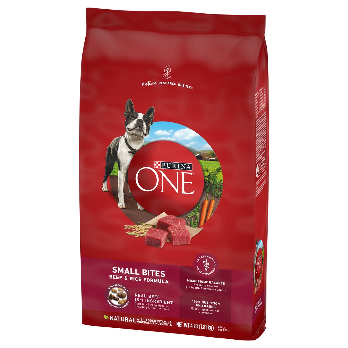 slide 9 of 14, ONE Purina ONE Small Bites Beef and Rice Formula Small High Protein Dry Dog Food Natural With Added Vitamins, Minerals and Nutrients, 4 lb