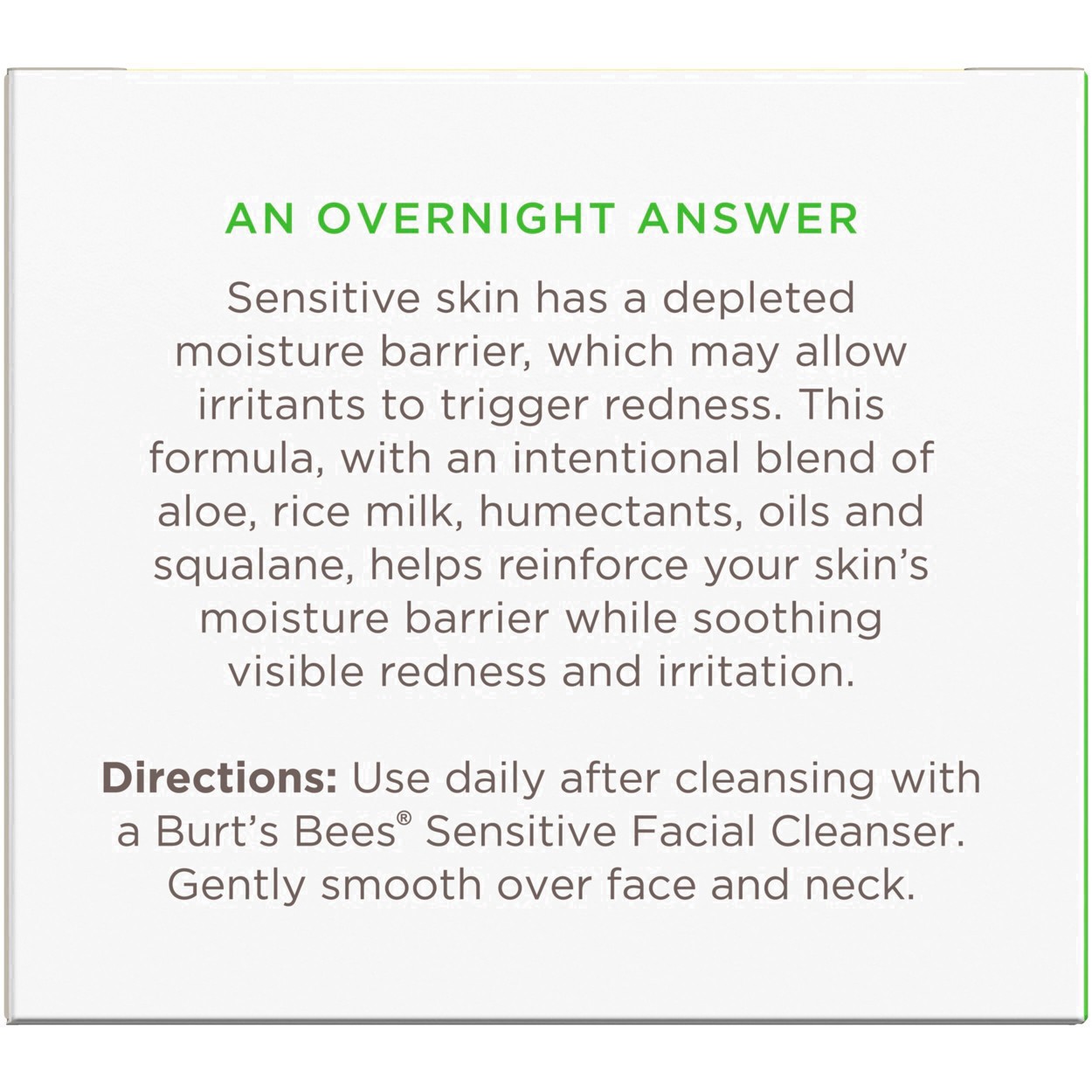 slide 111 of 142, Burt's Bees Sensitive Solutions Calming Night Cream with Aloe & Rice Milk, 1.8 oz