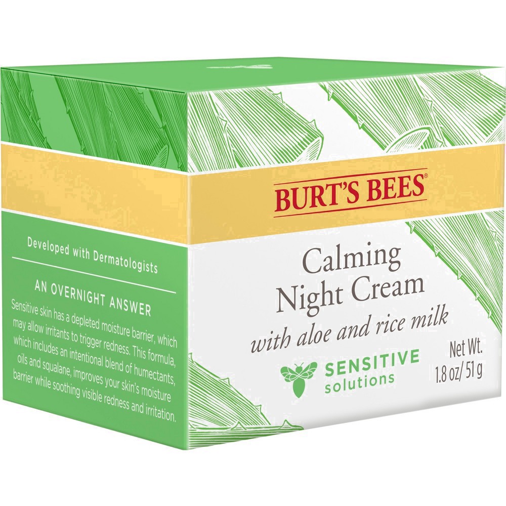 slide 116 of 142, Burt's Bees Sensitive Solutions Calming Night Cream with Aloe & Rice Milk, 1.8 oz