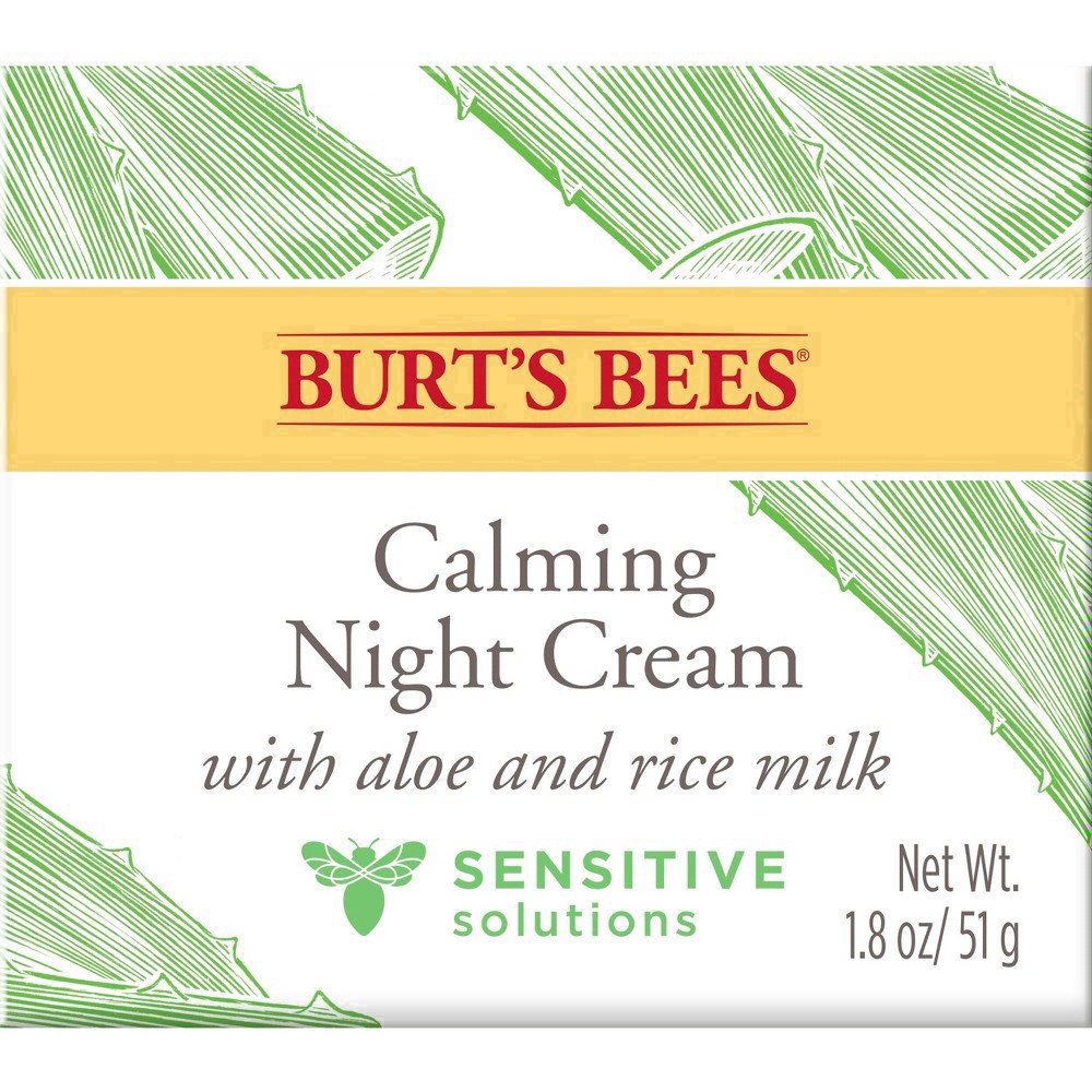 slide 61 of 142, Burt's Bees Sensitive Solutions Calming Night Cream with Aloe & Rice Milk, 1.8 oz