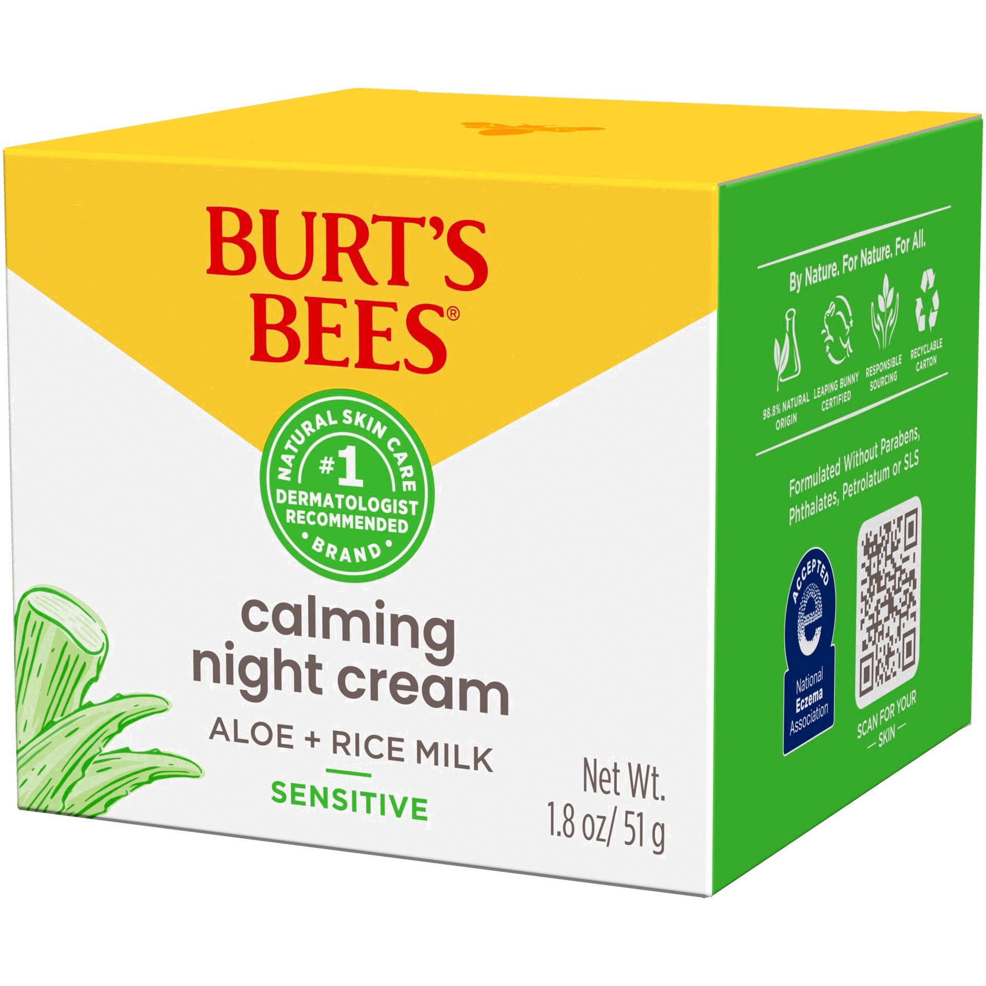 slide 45 of 142, Burt's Bees Sensitive Solutions Calming Night Cream with Aloe & Rice Milk, 1.8 oz