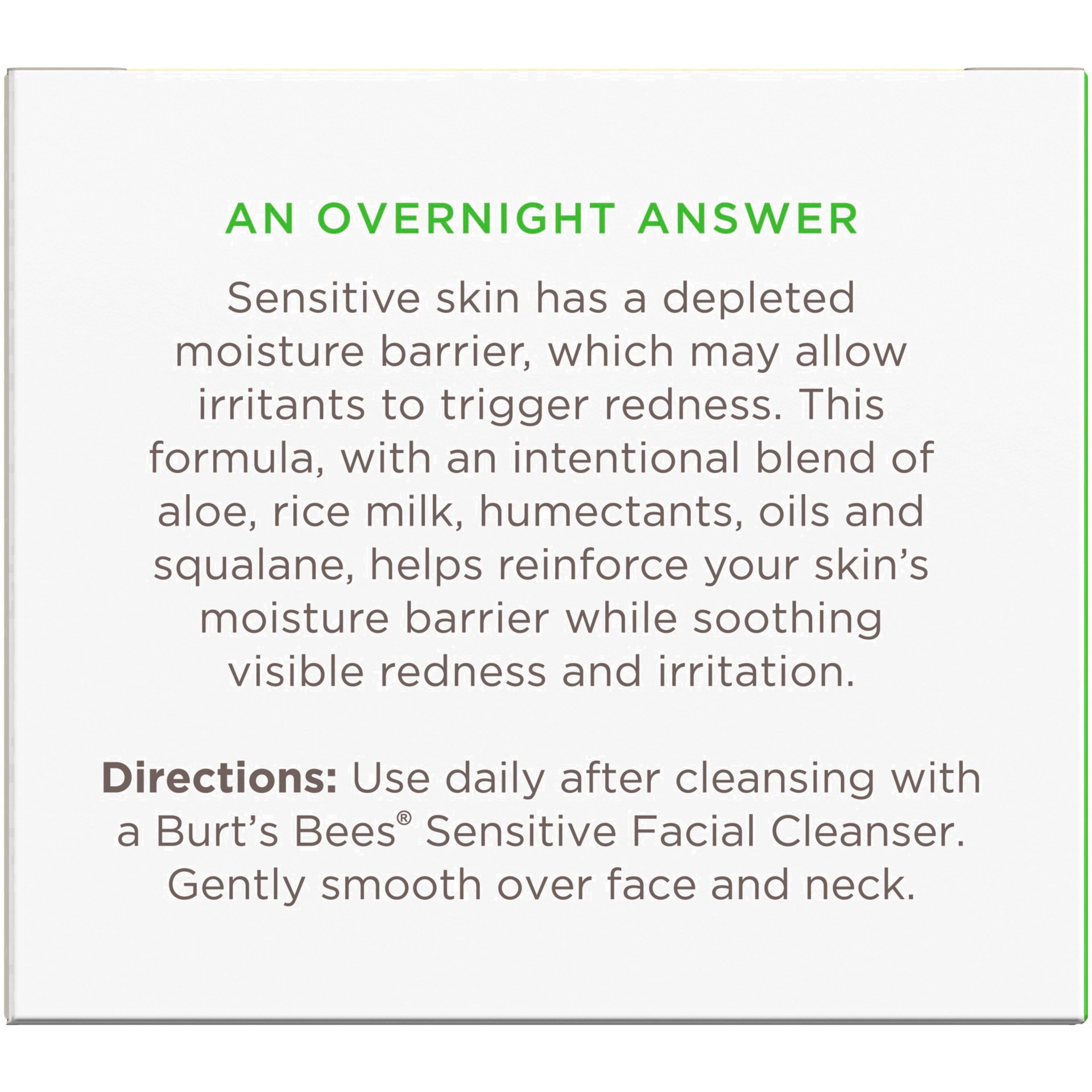 slide 103 of 142, Burt's Bees Sensitive Solutions Calming Night Cream with Aloe & Rice Milk, 1.8 oz