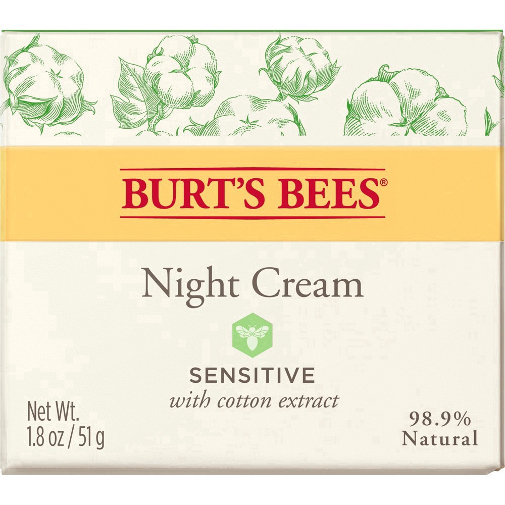 slide 134 of 142, Burt's Bees Sensitive Solutions Calming Night Cream with Aloe & Rice Milk, 1.8 oz