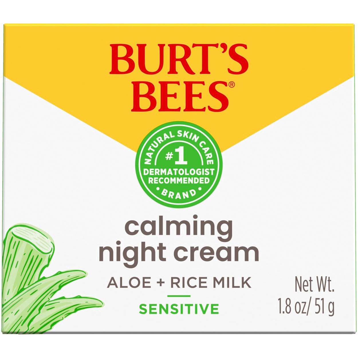 slide 84 of 142, Burt's Bees Sensitive Solutions Calming Night Cream with Aloe & Rice Milk, 1.8 oz