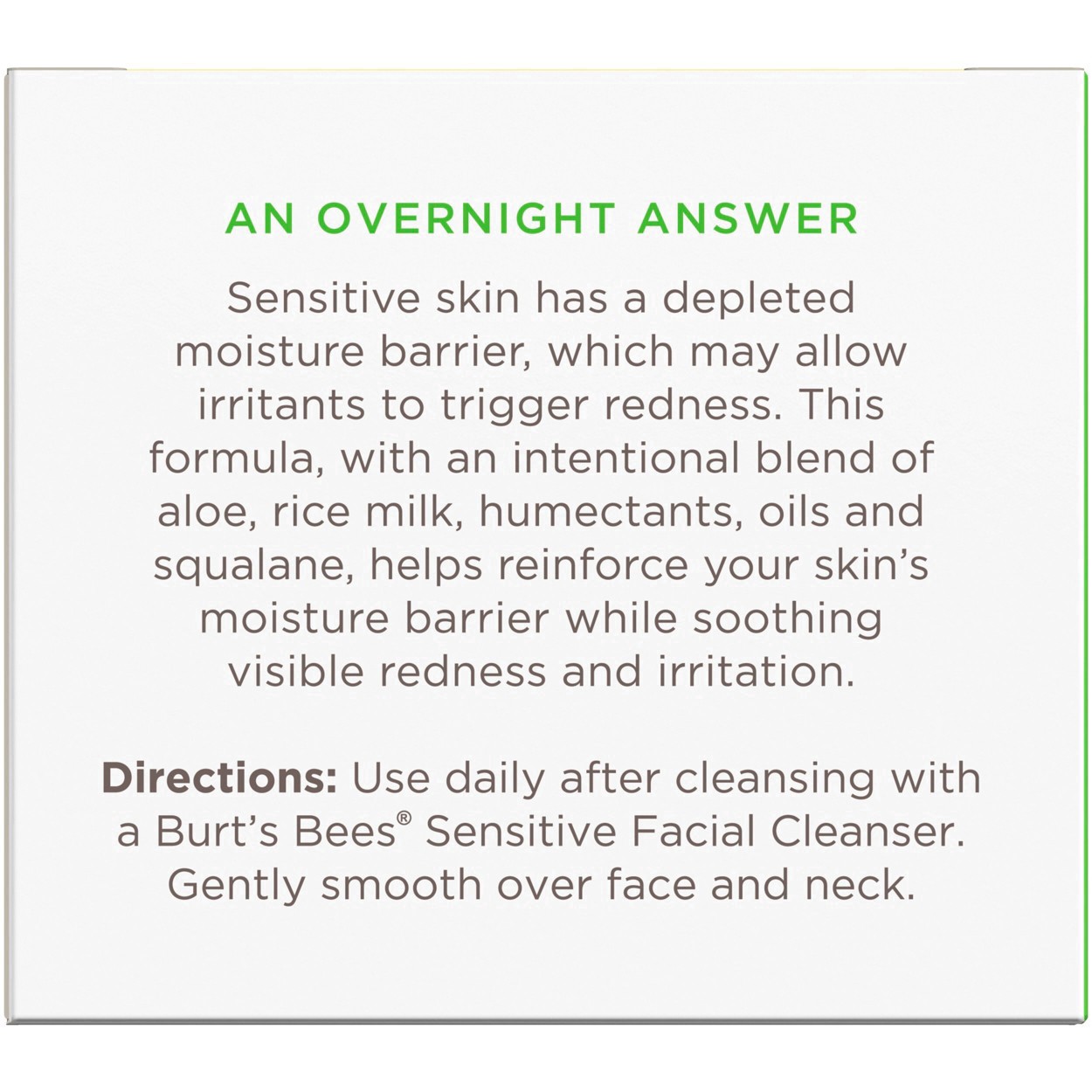 slide 124 of 142, Burt's Bees Sensitive Solutions Calming Night Cream with Aloe & Rice Milk, 1.8 oz