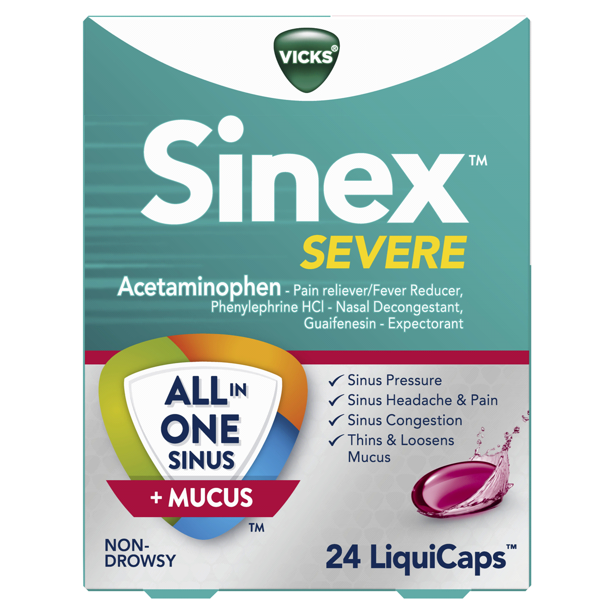 slide 1 of 3, Sinex Severe Congestion Liqucap, 24 ct