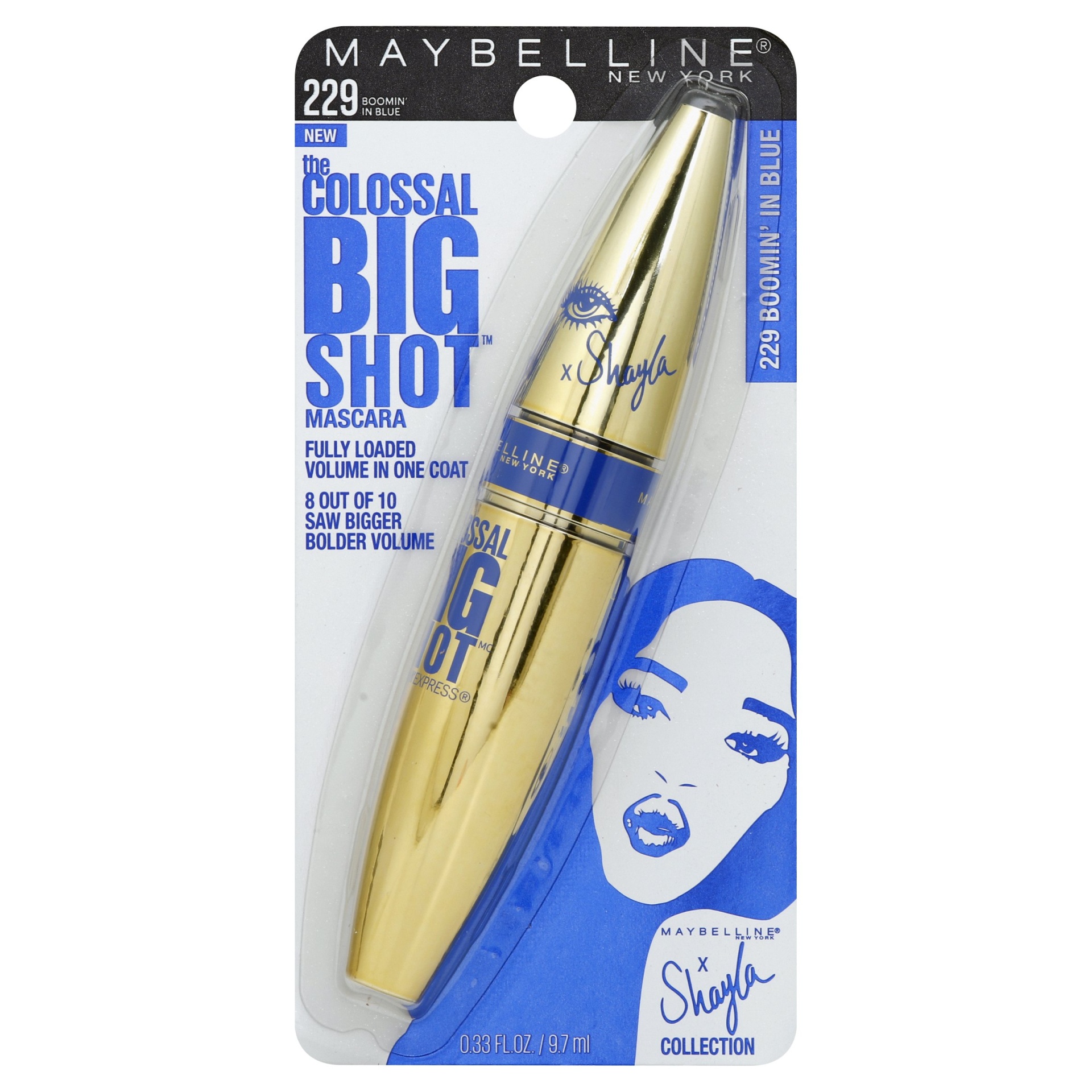 slide 1 of 4, Maybelline Volum' Express Colossal BIG Shot Mascara Boomin' in Blue, 0.33 fl oz