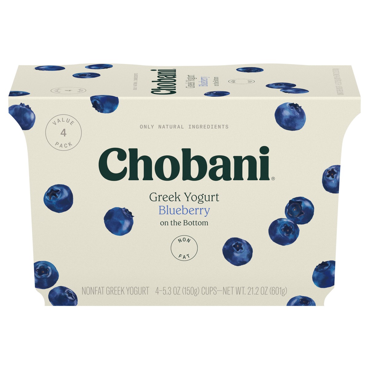 slide 1 of 9, Chobani Non-Fat Blueberry on the Bottom Greek Yogurt 5.3oz 4ct, 4 ct