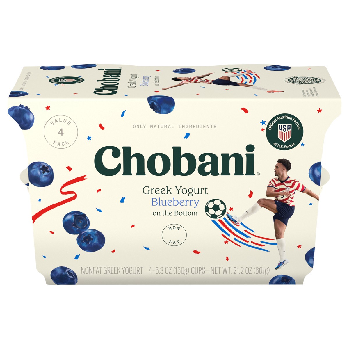 slide 1 of 9, Chobani Yogurt, Nonfat, Greek, Blueberry, Value 4 Pack, 4 ct