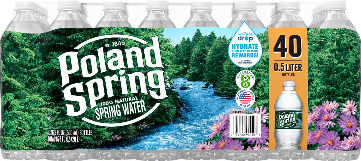 slide 6 of 8, POLAND SPRING Brand 100% Natural Spring Water, (Pack of 40) - 16.9 fl oz, 16.9 fl oz