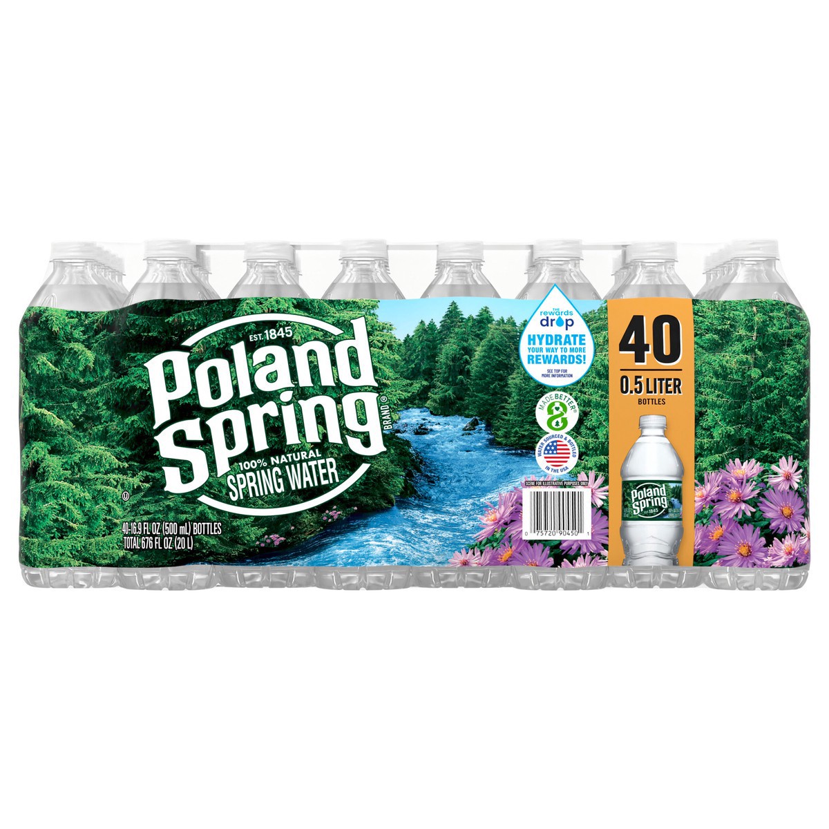 slide 4 of 8, POLAND SPRING Brand 100% Natural Spring Water, (Pack of 40) - 16.9 fl oz, 16.9 fl oz