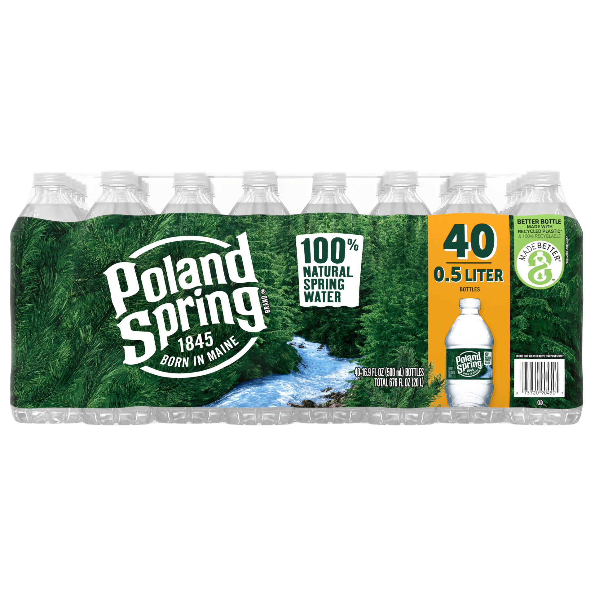 slide 1 of 8, POLAND SPRING Brand 100% Natural Spring Water, (Pack of 40) - 16.9 fl oz, 16.9 fl oz