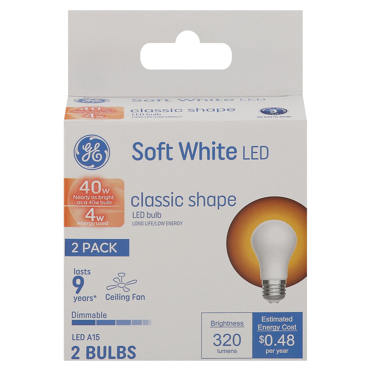 slide 5 of 9, GE LED Soft White 4 Watts Classic Shape 2 Pack Light Bulbs 2 ea, 2 ct