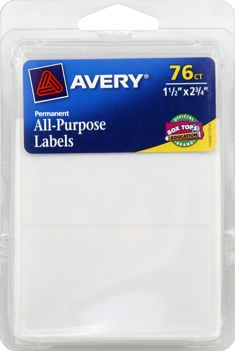 slide 2 of 2, Avery All Purpose White Labels, 1 ct