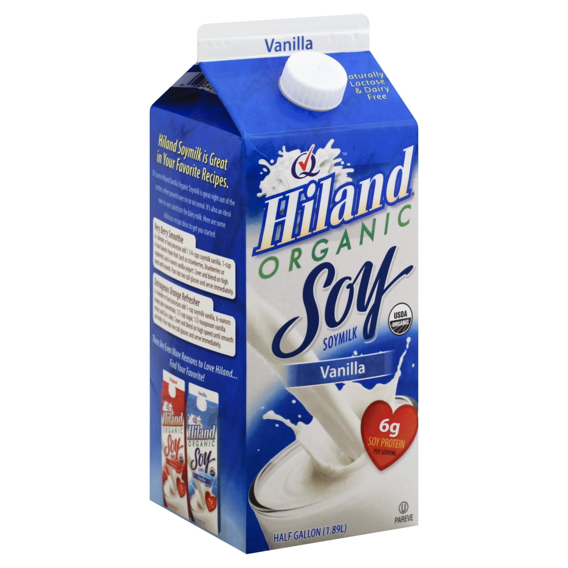 slide 1 of 1, Hiland Dairy Vanilla Soy Milk, 1/2 gal