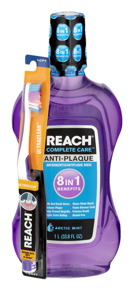 slide 1 of 1, Reach Mouthwash, Anti-Plaque, Arctic Mint, 33.8 fl oz