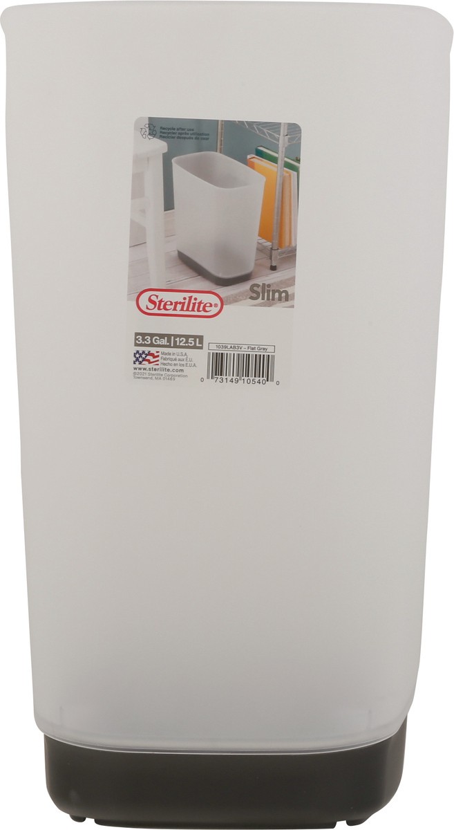 slide 8 of 9, Sterilite 3.3 Gallon Slim Rectangular Flat Gray Wastebasket 1 ea, 1 ct