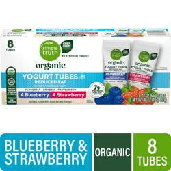 Simple Truth Organic Reduced Fat Blueberry and Strawberry Yogurt Tubes, 8 ct / 2 oz