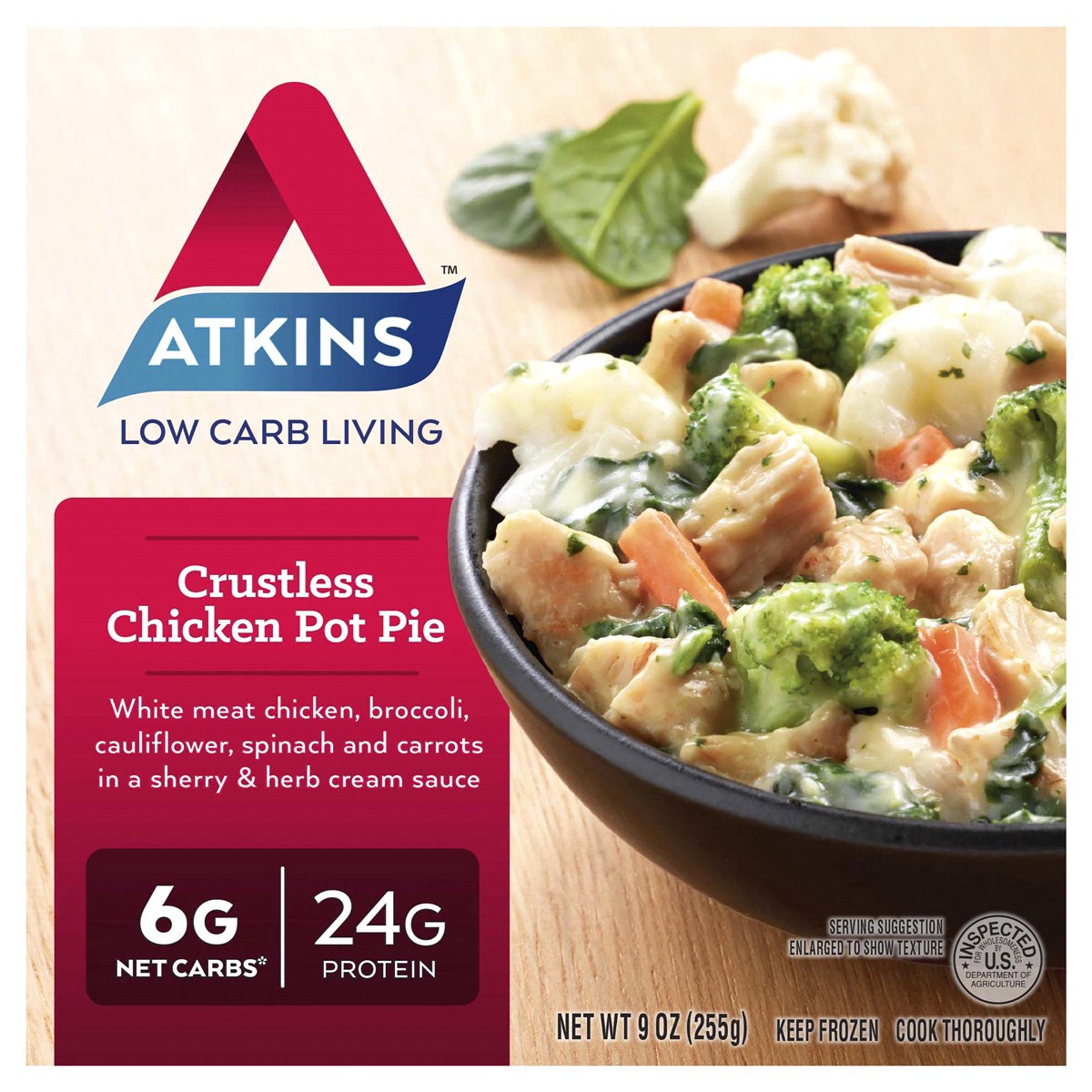 slide 1 of 17, Atkins Crustless Chicken Pot Pie, 