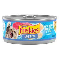 Purina Friskies Wet Cat Food, Shreds With Ocean Whitefish & Tuna in Sauce